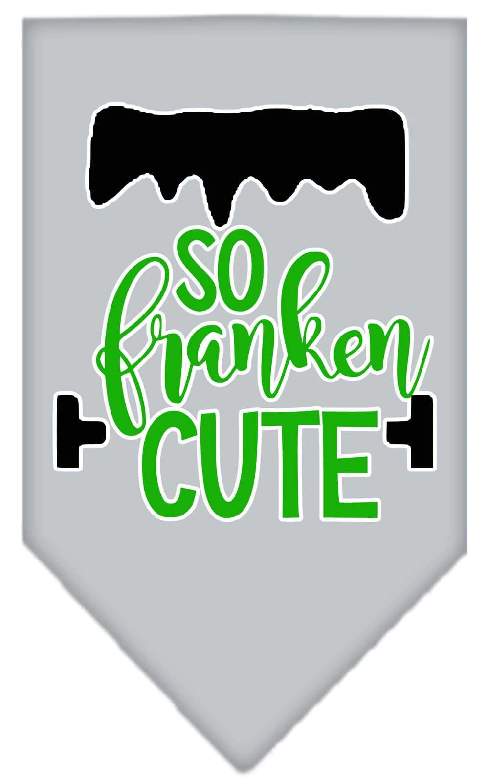 Halloween Pet and Dog Bandana Screen Printed, "So Franken Cute" Orange Small