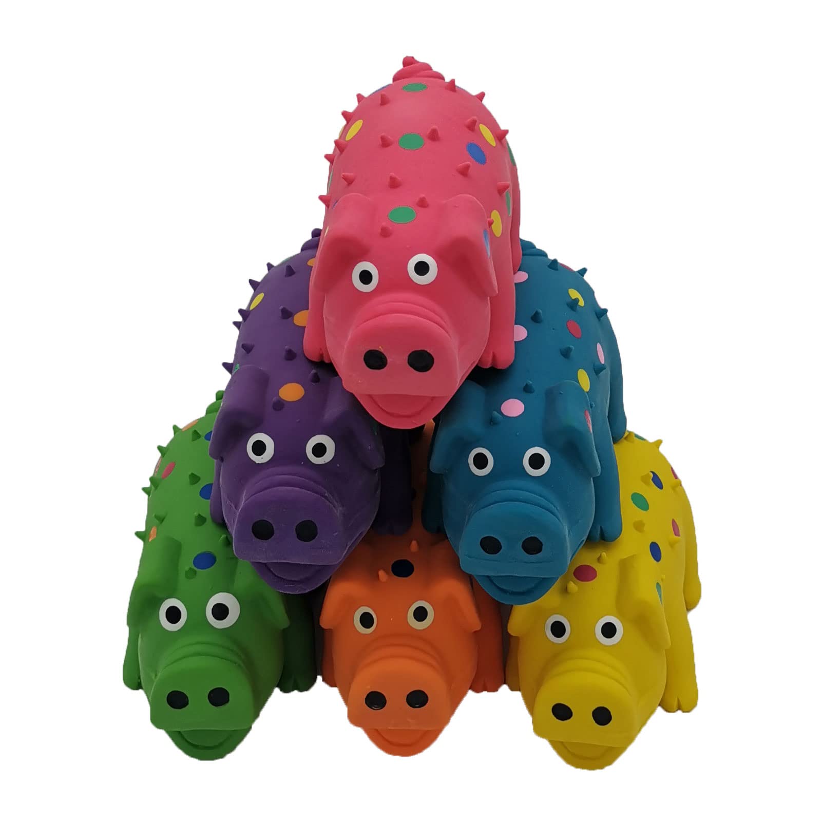 Hoiasem 6 Pack 4 Inch Mini Latex Dog Squeaky Toys Polka Dot Piglet Pig Dog Toy For Mimi Small Dogs