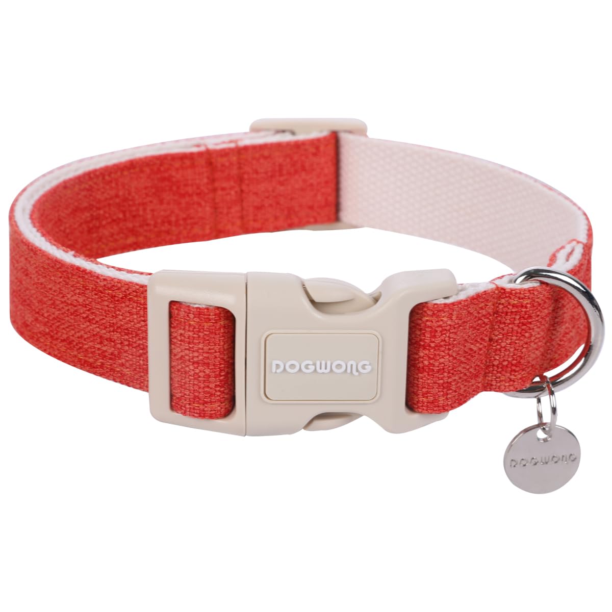 Dogwong Cotton Hemp Dog Collar, Heavy-Duty Adjustable Soft Natural Fabric Puppy Necklace For Small To Large Dogs