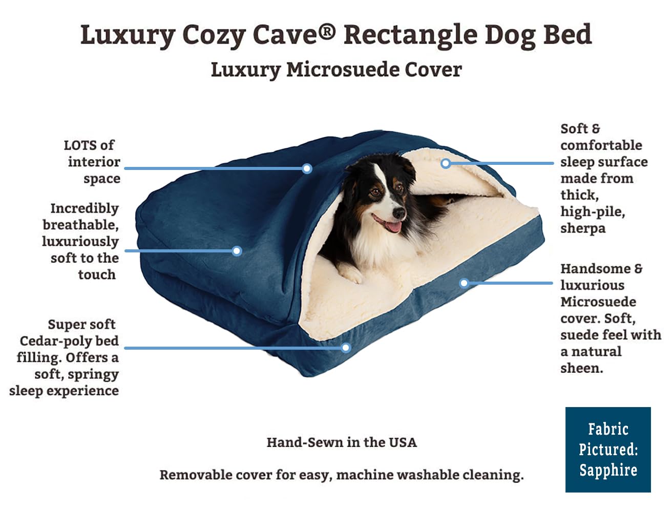 Snoozer Pet Products Luxury Rectangle Cozy Cave Dog Bed With Microsuede, Extra Large, Camel