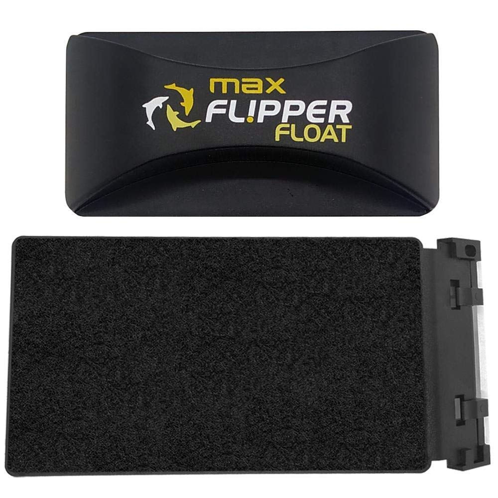 Fl!Pper Flipper Cleaner Float - 2-In-1 Floating Magnetic Aquarium Glass Cleaner - Fish Tank Cleaner - Scrubber & Scraper Aquarium Cleaning Tools - Floating Fish Tank Cleaner, Max