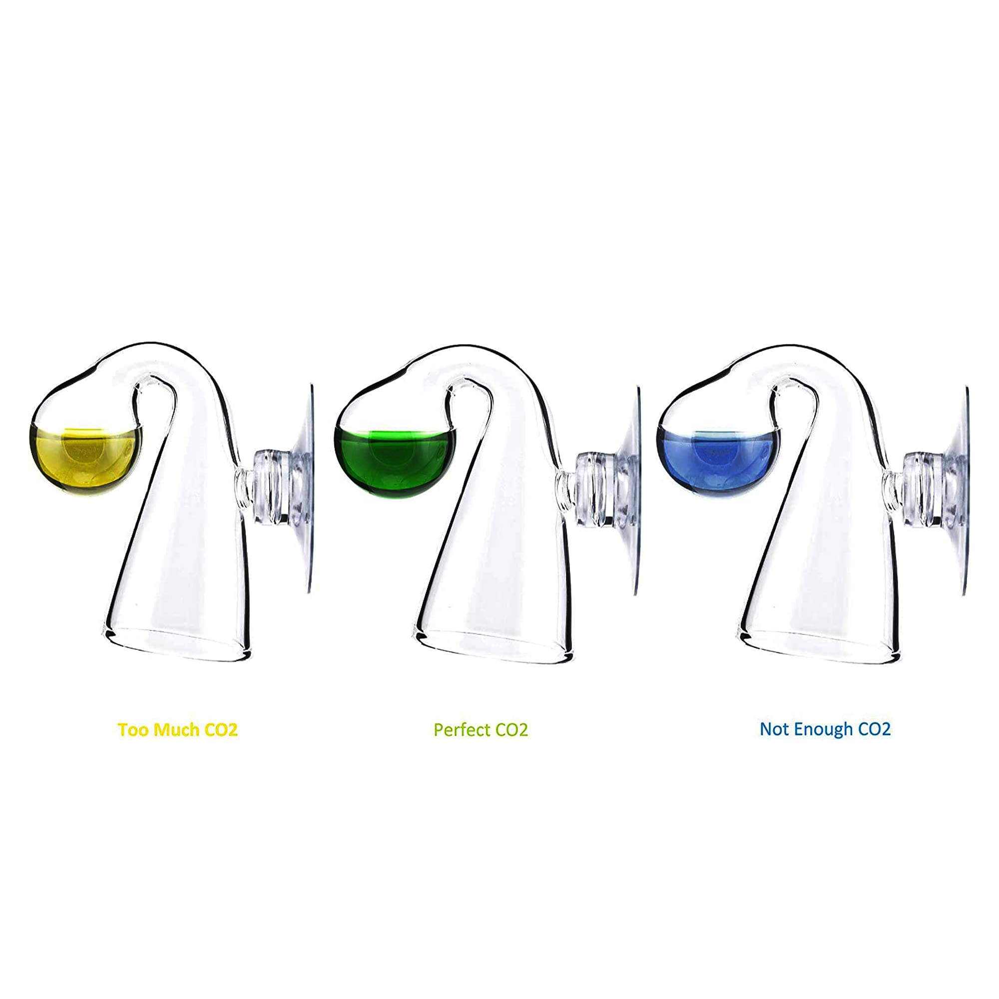 Glass Co2 Drop Checker – Co2 Monitor Kit For Aquarium Tank – Functional And Reliable – Transparent Drop Checker, 4Dkh/Ph Reagent Solution And Suction Cup