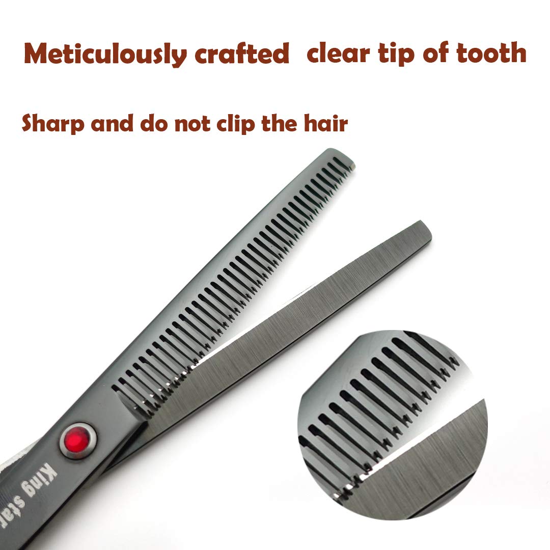 Kingstar 4pcs Pet Grooming Scissors Set - Titanium Black, Stainless Steel, Straight & Thinning & Curved, Model AM-A250