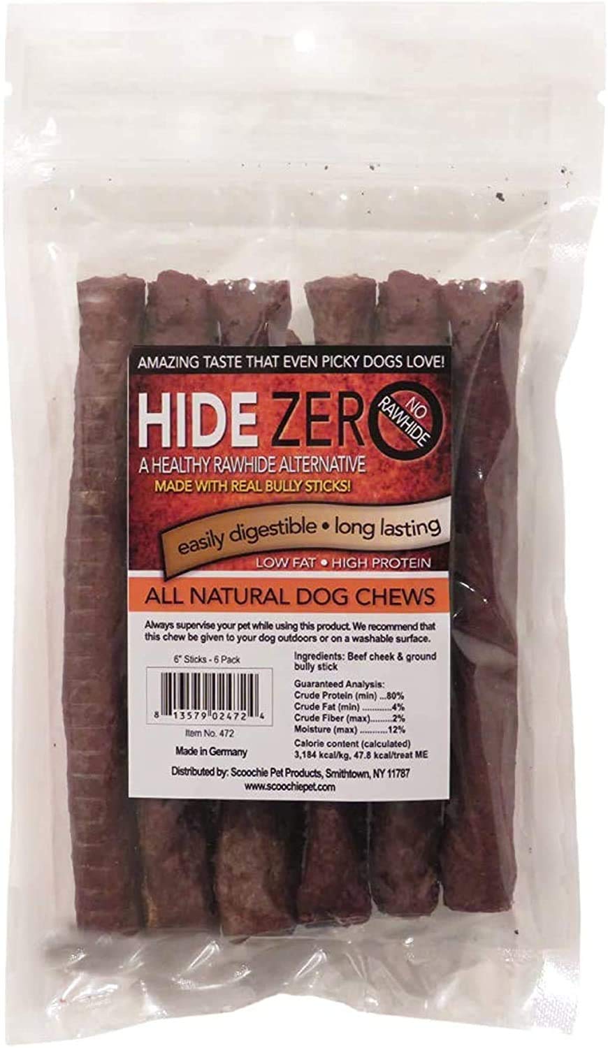 Scoochie Pet Products Hide Zero Beef Sticks For Dogs Made With Real Bully | All Natural Beef & Bully Stick Combo Treats | No Raw