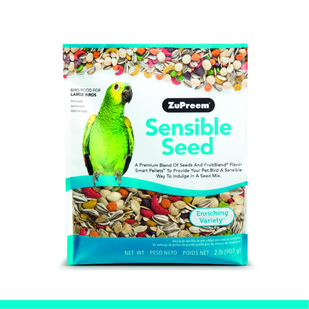ZuPreem Sensible Seed Bird Food, Amazon, Cockatoo, Macaw, Bird Seed and Pellets Blend, ZuPreem Feed Mixer Topper, Enriching Vari