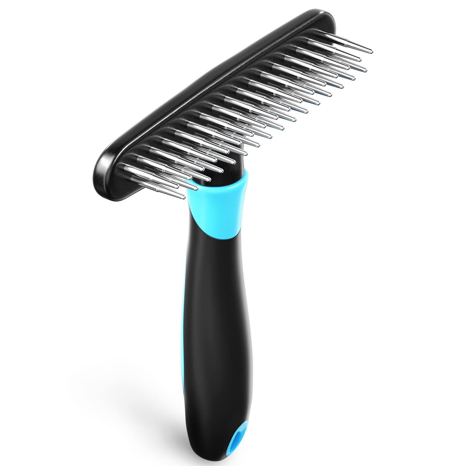 Dogi Deshedding Brush - Undercoat Rake For Dogs, Cats, Matted, Short, Long Hair Coats - Double Row Stainless Steel Pins - Reduce Shedding By 90% (Blue)