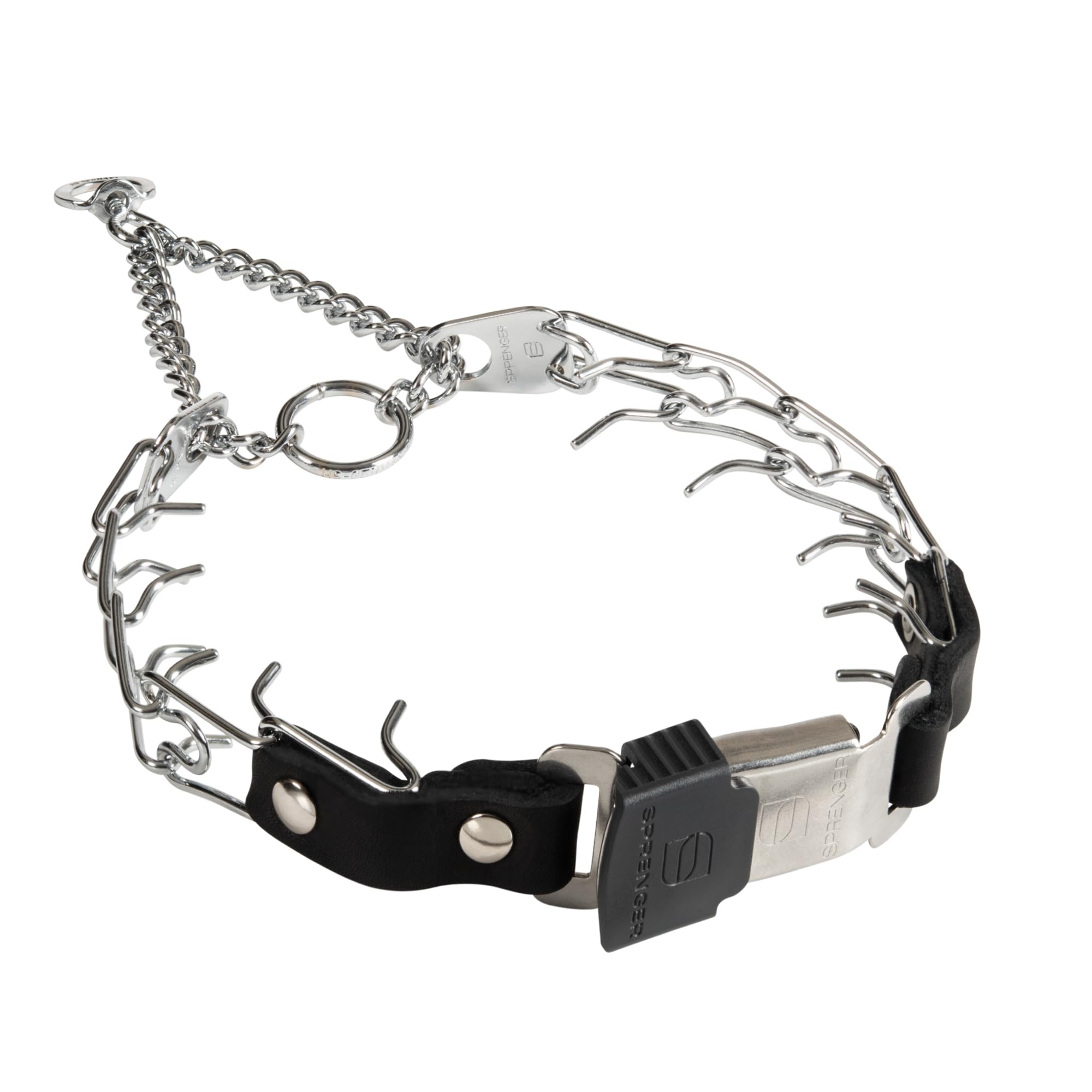 Herm Sprenger Prong Collar For Dog Training With Easy Quick Release Cliclock & Swivel Ring - German Made Dog Collar With Chrome 