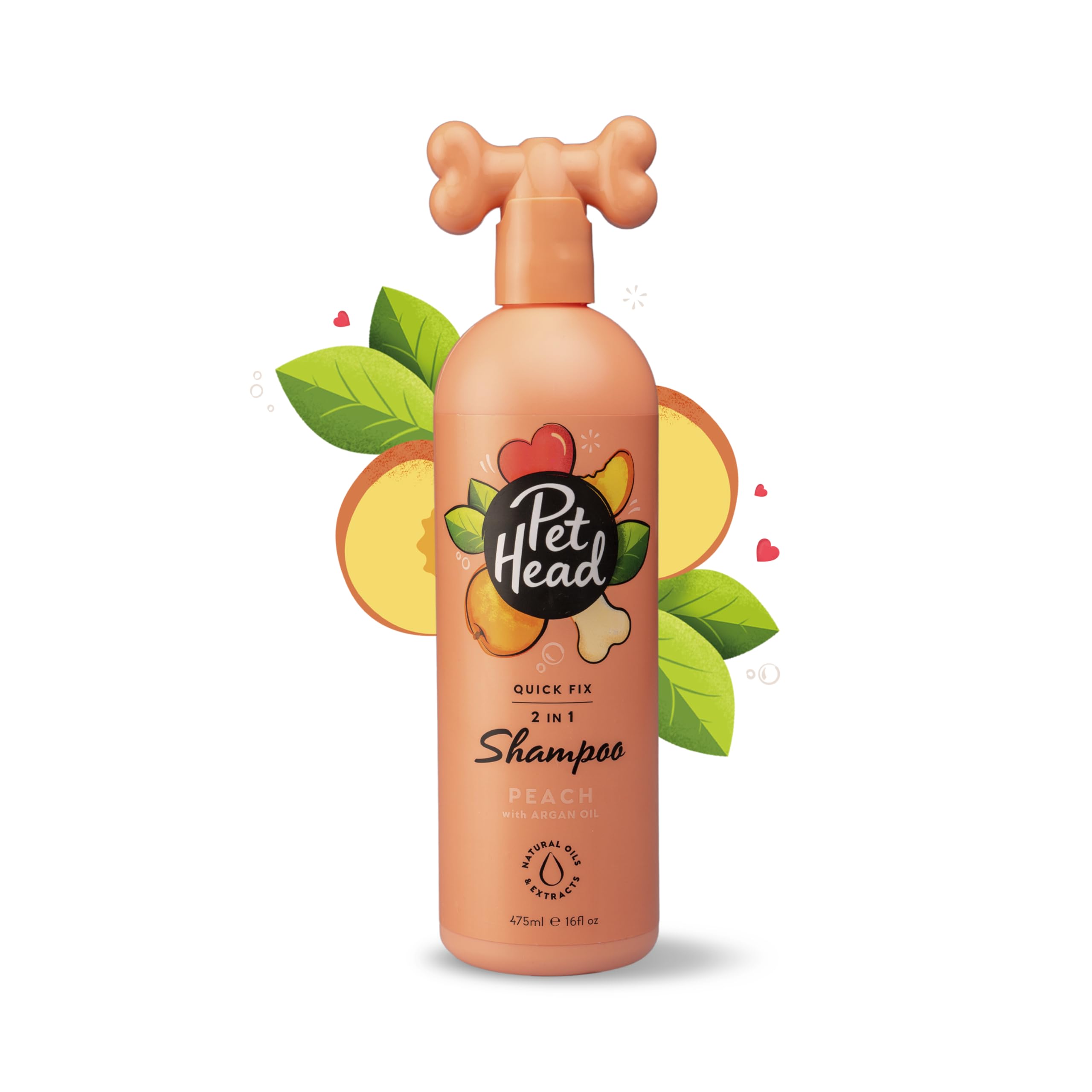 Pet Head Quick Fix 2 In 1 Dog Shampoo And Conditioner | Peach Scent | Dog Shampoo For Smelly Dogs | Nourishes And Softens Coat & Skin | Vegan | Gentle Formula For Puppies | Made In Usa | 16Fl Oz.