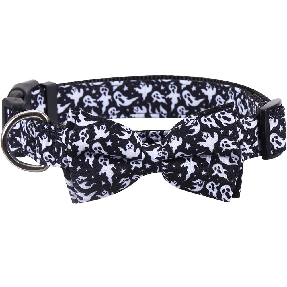 Halloween Dog Collar With Removable Cute Bow Tie Adjustable Pet Collars Large