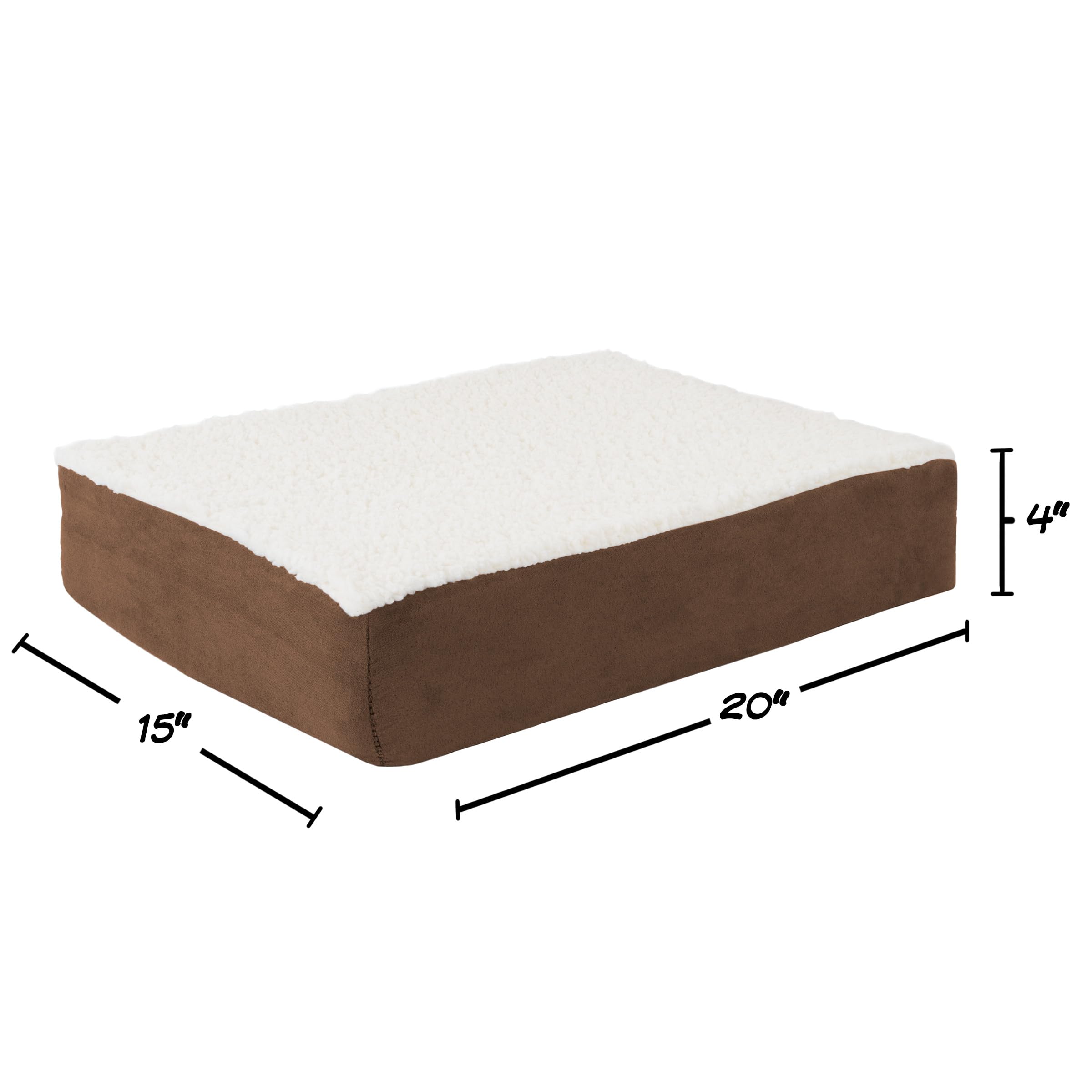 PETMAKER Orthopedic Dog Bed - 2-Layer Memory Foam Crate Mat with Machine Washable Sherpa Cover - 20x15 Pet Bed for Small Dogs Up