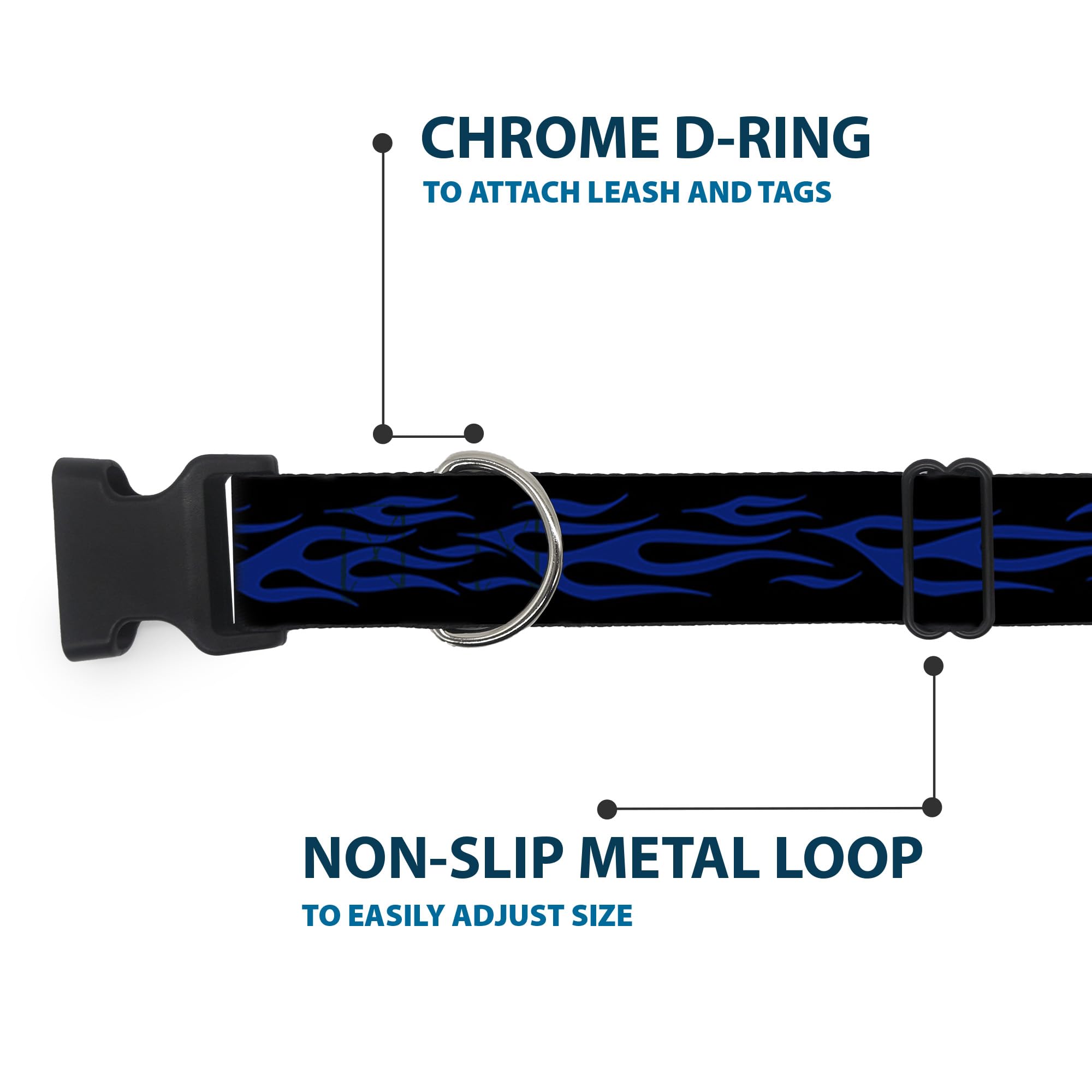 Buckle-Down Plastic Clip Collar - Flame Blue - 1.5 Wide - Fits 13-18 Neck - Small