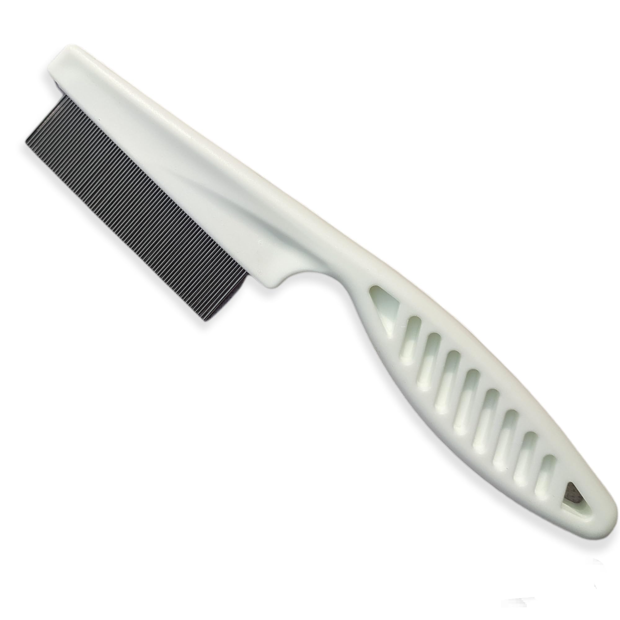 Hurrypets Dog & Cat Terminator Flea Comb For Shedding Grooming FineToothed Comb For Cats, Easy Grip Stainless Steel Bristle For
