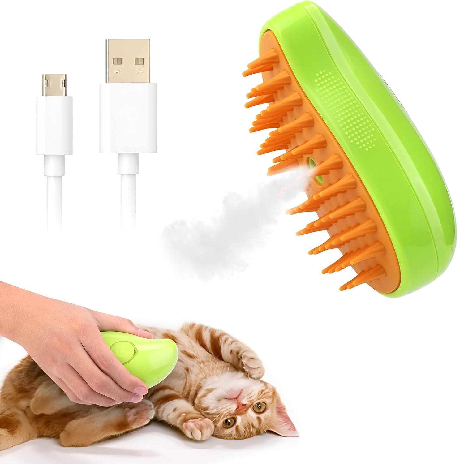 Kimee Electric Pet Steam Hair Brush: BathFree Grooming, Massage, & Shedding Removal For Dogs & Cats