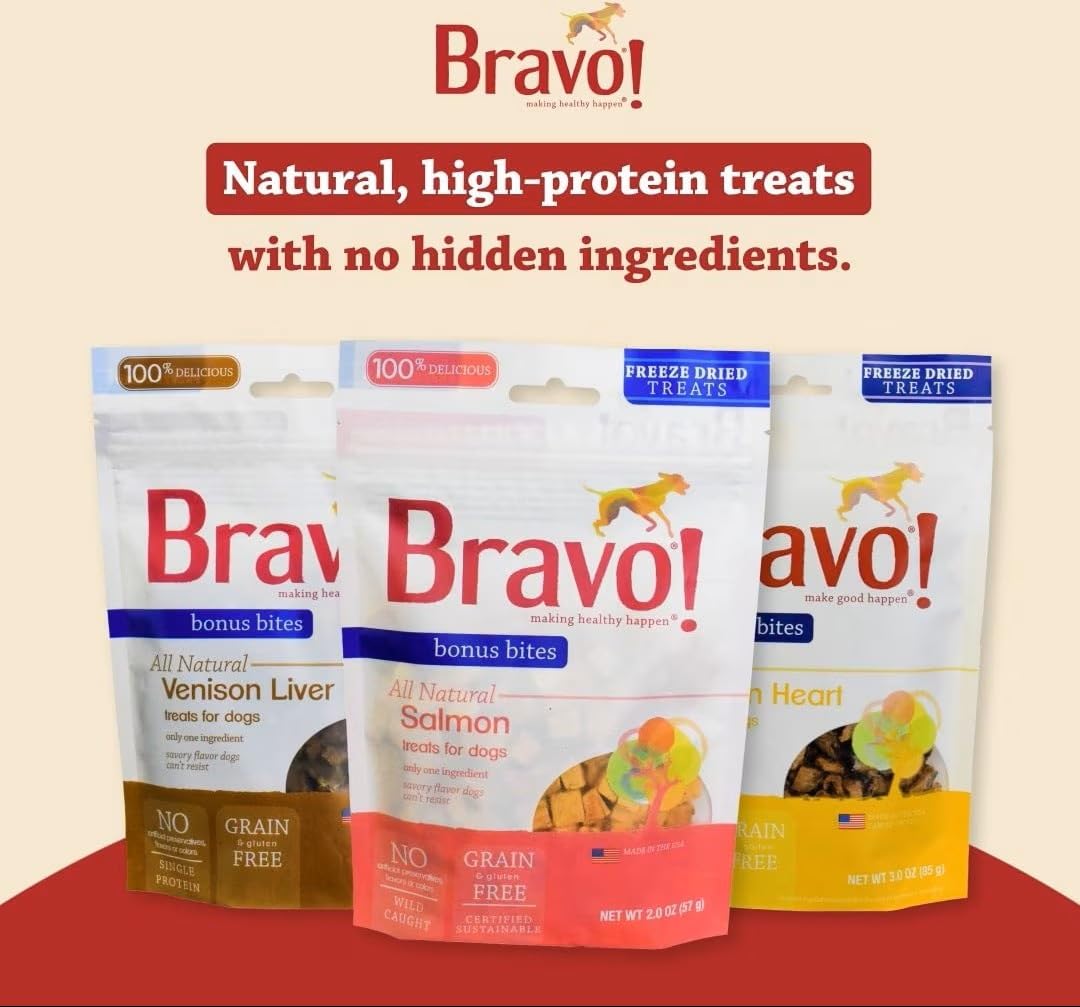 Bravo! Freeze Dried Raw Dog Treats, Chicken Breast, High Protein, Grain Free, 3 Ounce