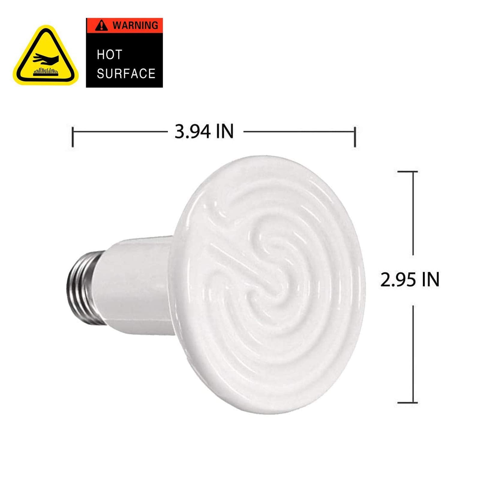 2 Pack 75W Ceramic Heat Emitter, Reptile Heat Lamp Bulb, Infrared Ceramic Heat Lamp For Reptiles, Amphibians, Chicken Brooder Co