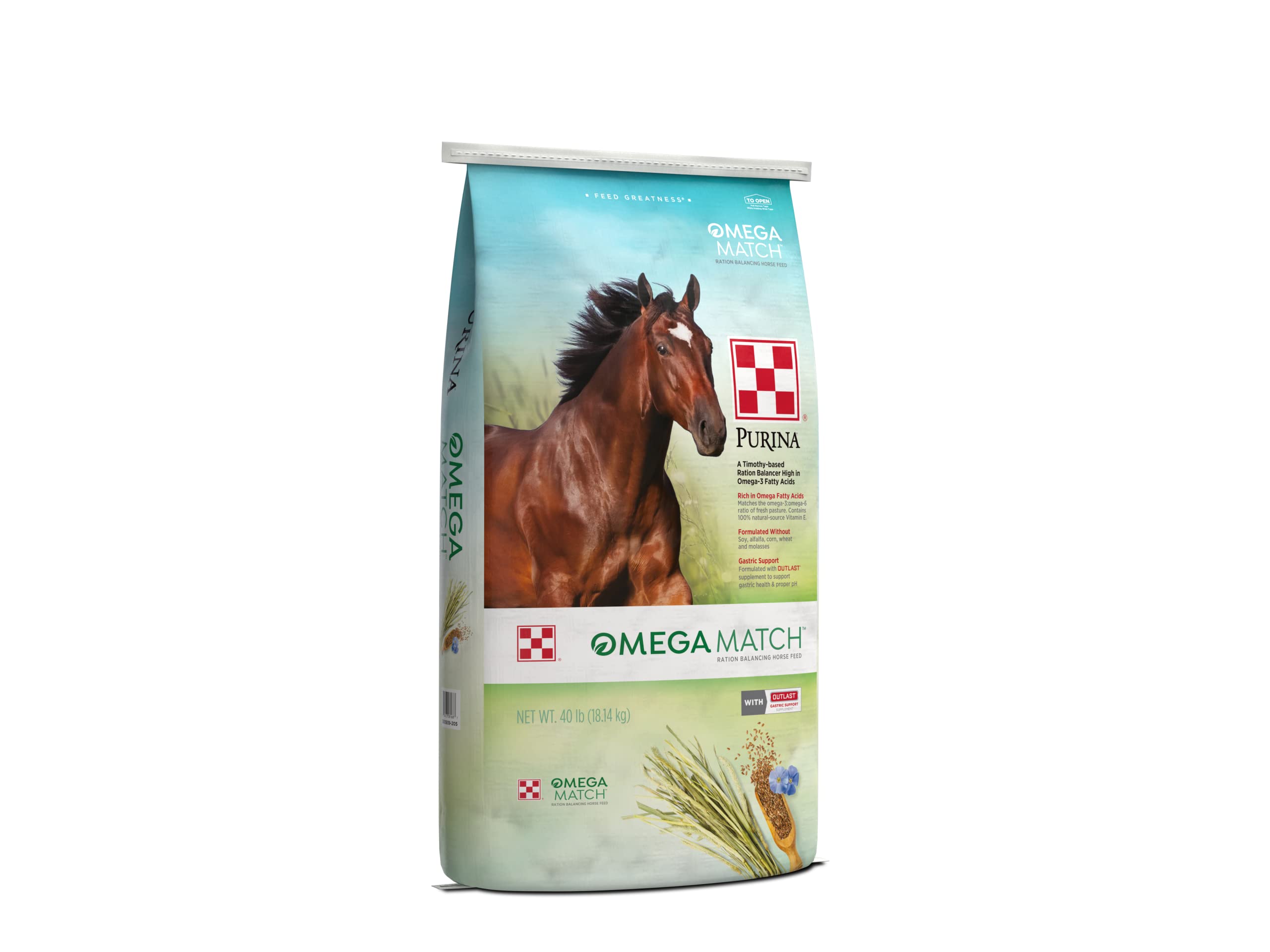 Purina | Omega Match Ration Balancing Horse Feed | 40 Pound (40 LB) Bag