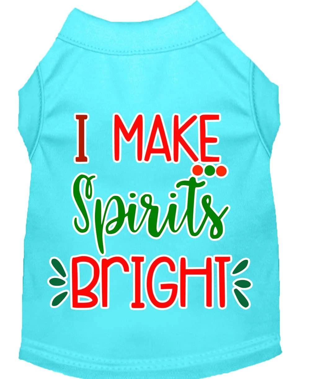Christmas Pet Dog & Cat Shirt Screen Printed, "I Make Spirits Bright" Yellow XS (0-3 lbs.)