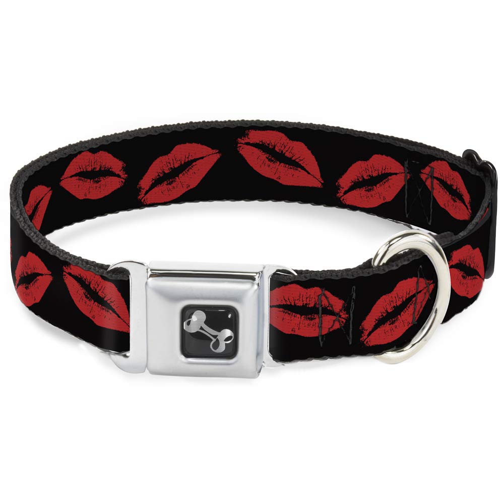 Buckle-Down Seatbelt Buckle Dog Collar - Kisses - 1.5 Wide - Fits 16-23 Neck - Medium