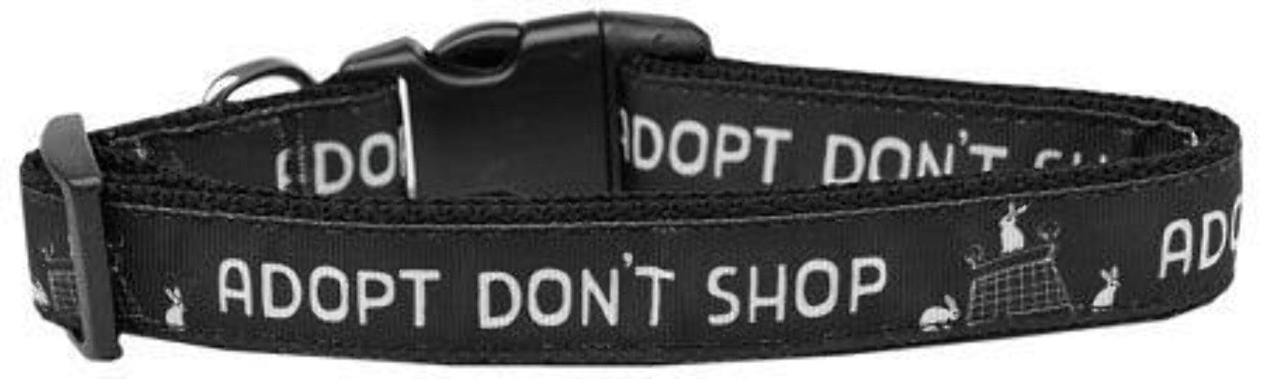 Pet Dog & Cat Nylon Collar or Leash, "Adopt Don't Shop" Cat Collar