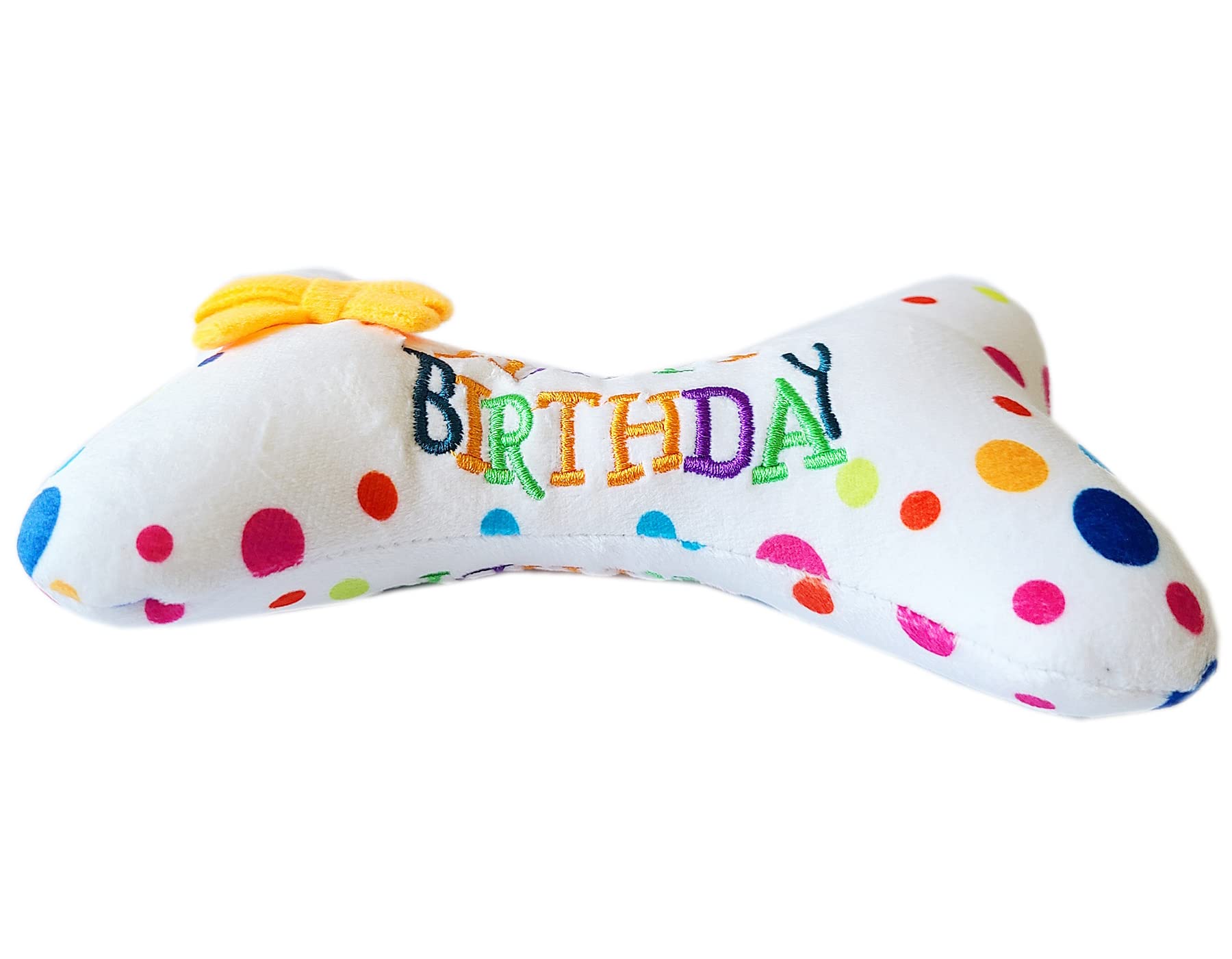 Tikson Dog Toy Stuffed Happy Birthday Plush Squeaking Pet Toy Chew For Puppies Bone