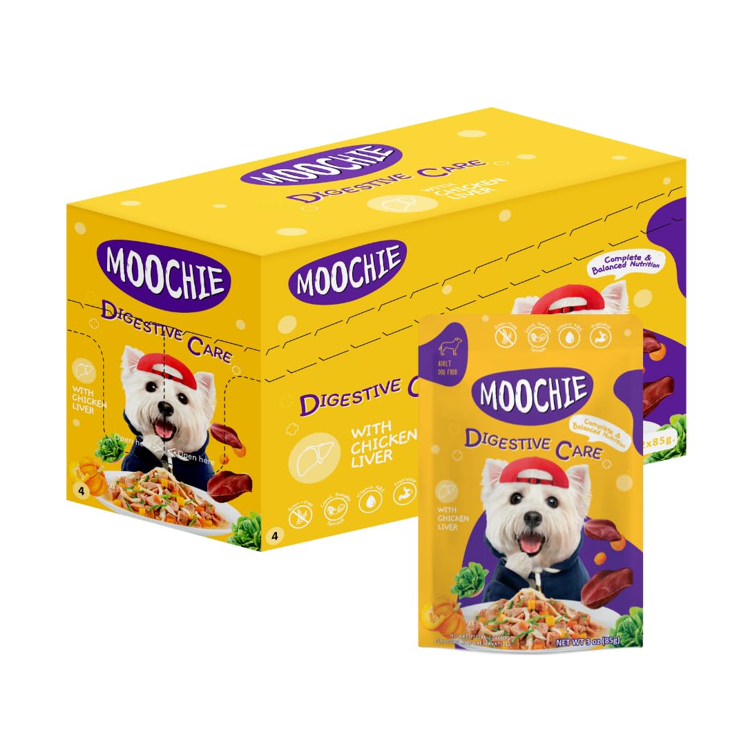 MOOCHIE Grain Free Small Dogs Wet Dog Food - Digestive Care - Real Chicken, Beef & Vegetable - No Artificial Flavors or Preserva