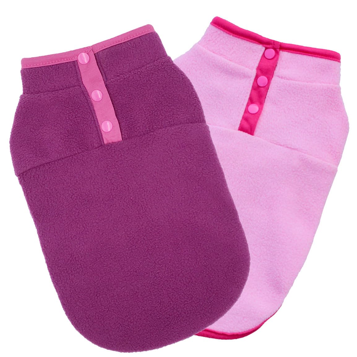 Imdoubledou Dog Fleece Vest - Small, Solid Pink Pur, Leash Hole, Durable, Winter, Fleece, Unisex, Large
