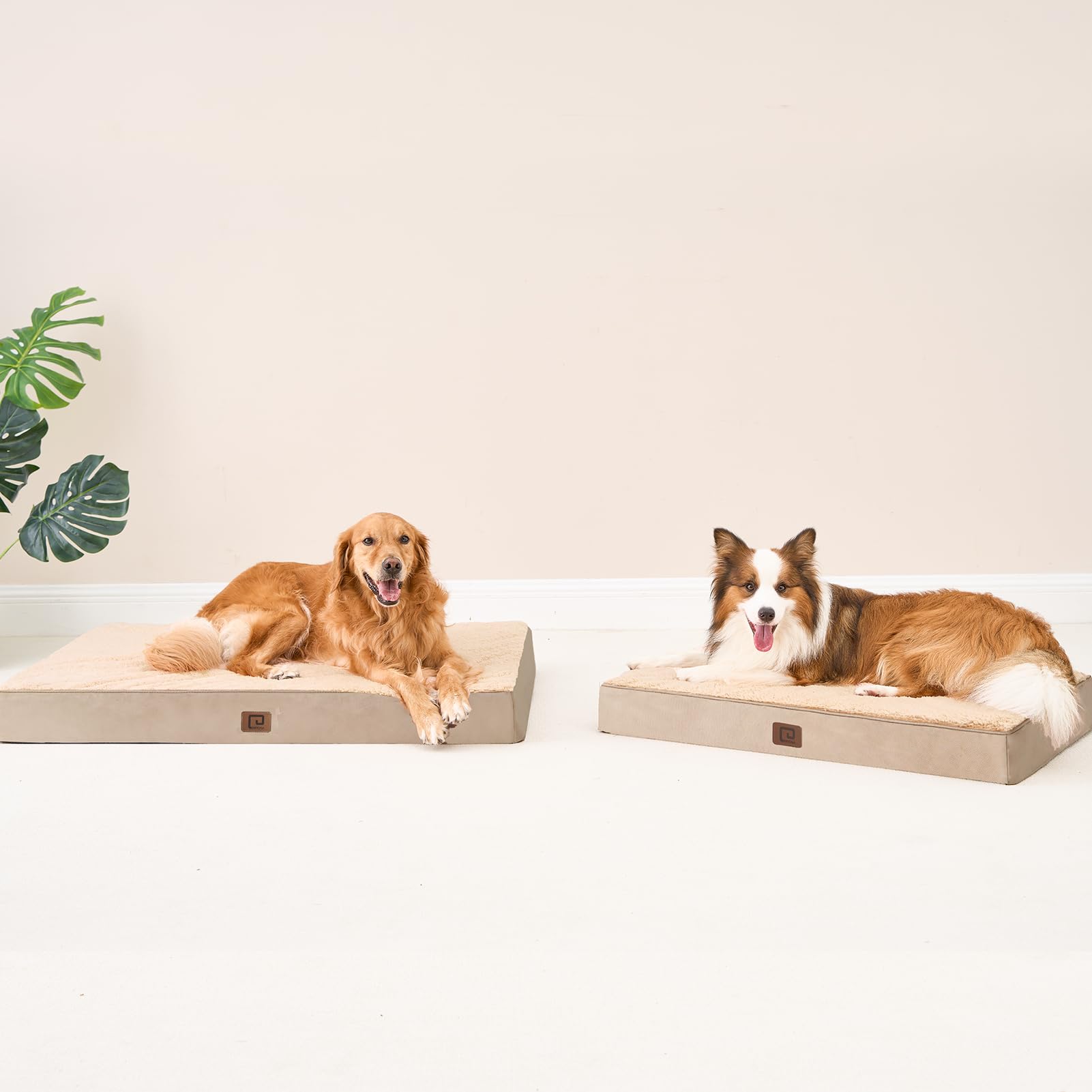 Eheyciga Orthopedic Xxl Dog Beds For Jumbo Dogs With Removable Washable Cover For Crate, Khaki, 47X29