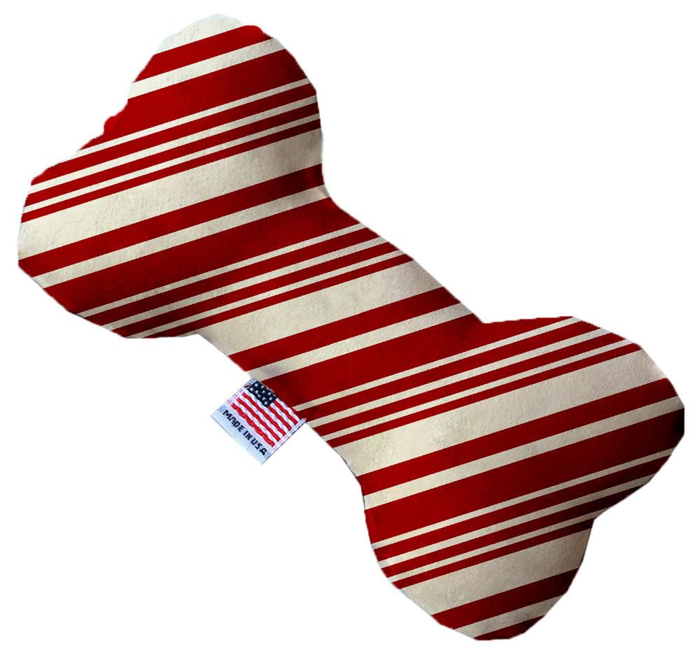 Pet and Dog Plush Heart or Bone Toy, "Christmas Patterns Group" (Available in different sizes, and 11 different pattern options!) Candy Cane Stripes 8" Plush Bone