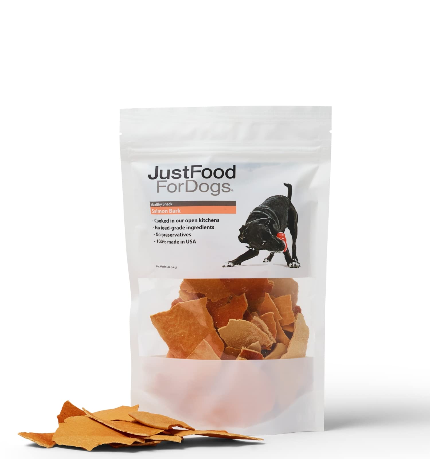 JustFoodForDogs Limited-Ingredient Healthy Dog Treats, Salmon Bark, Made in The USA, 5 oz