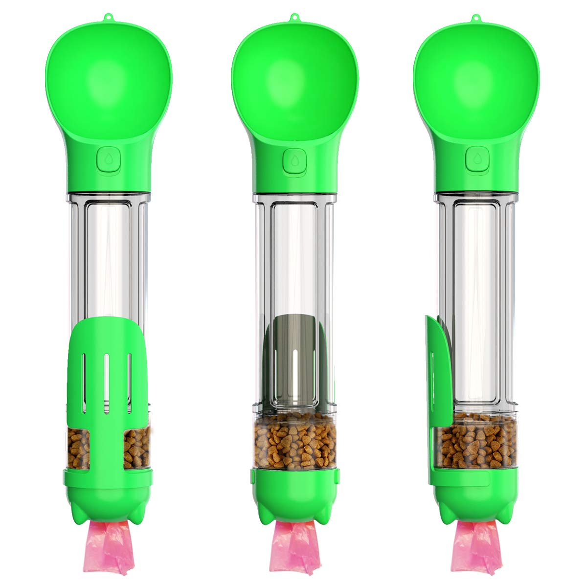 A+a Pets Dog Water Bottle, Pet Portable Water Bottle with 500ML Water Tank, Dog Food Storage, Poop Shovel & Garbage Bag, Leak Pr