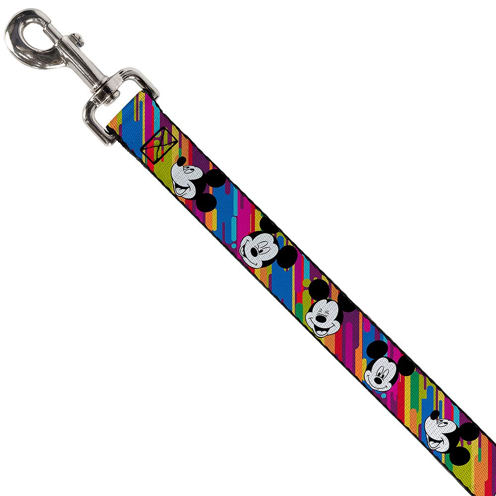 Buckle-Down Pet Leash - Mickey Mouse Expressions Multi Color White/Black - 4 Feet Long - 1/2' Wide