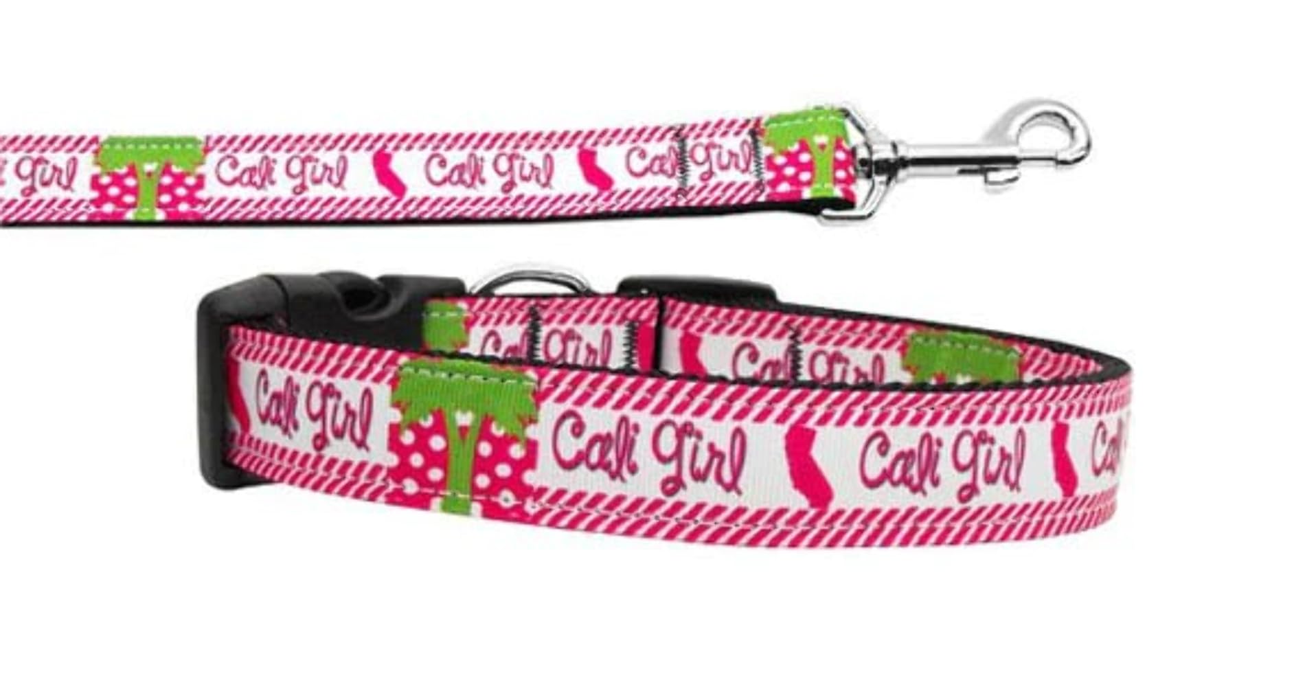 Pet Dog & Cat Nylon Collar or Leash, "Cali Girl" SM Collar