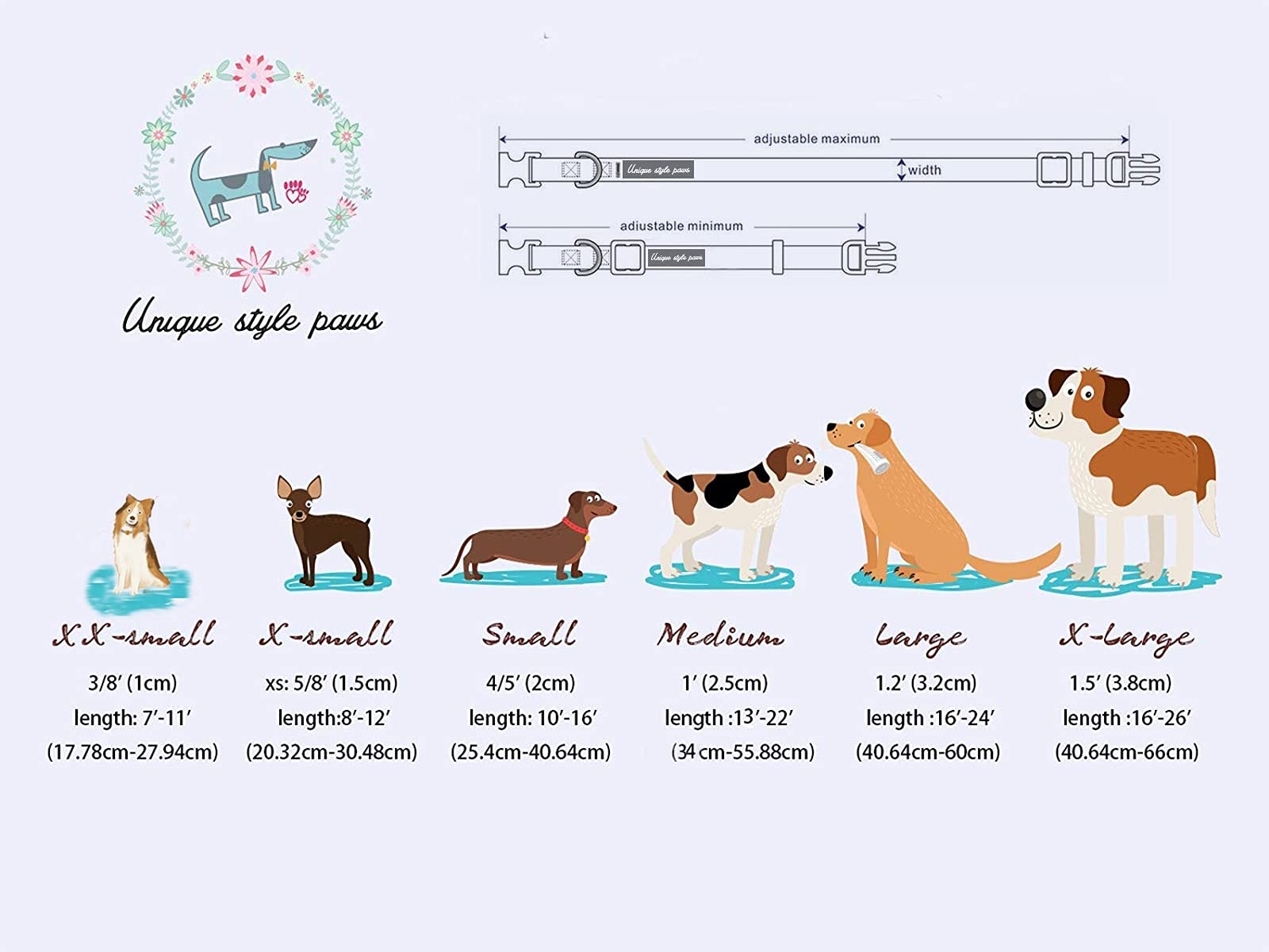 Uniqe Style Paws Flower Dog Collar, Adjustable Dog Collar With Flower, Durable Rainbow Floral Pattern Pet Collar For Medium Dogs