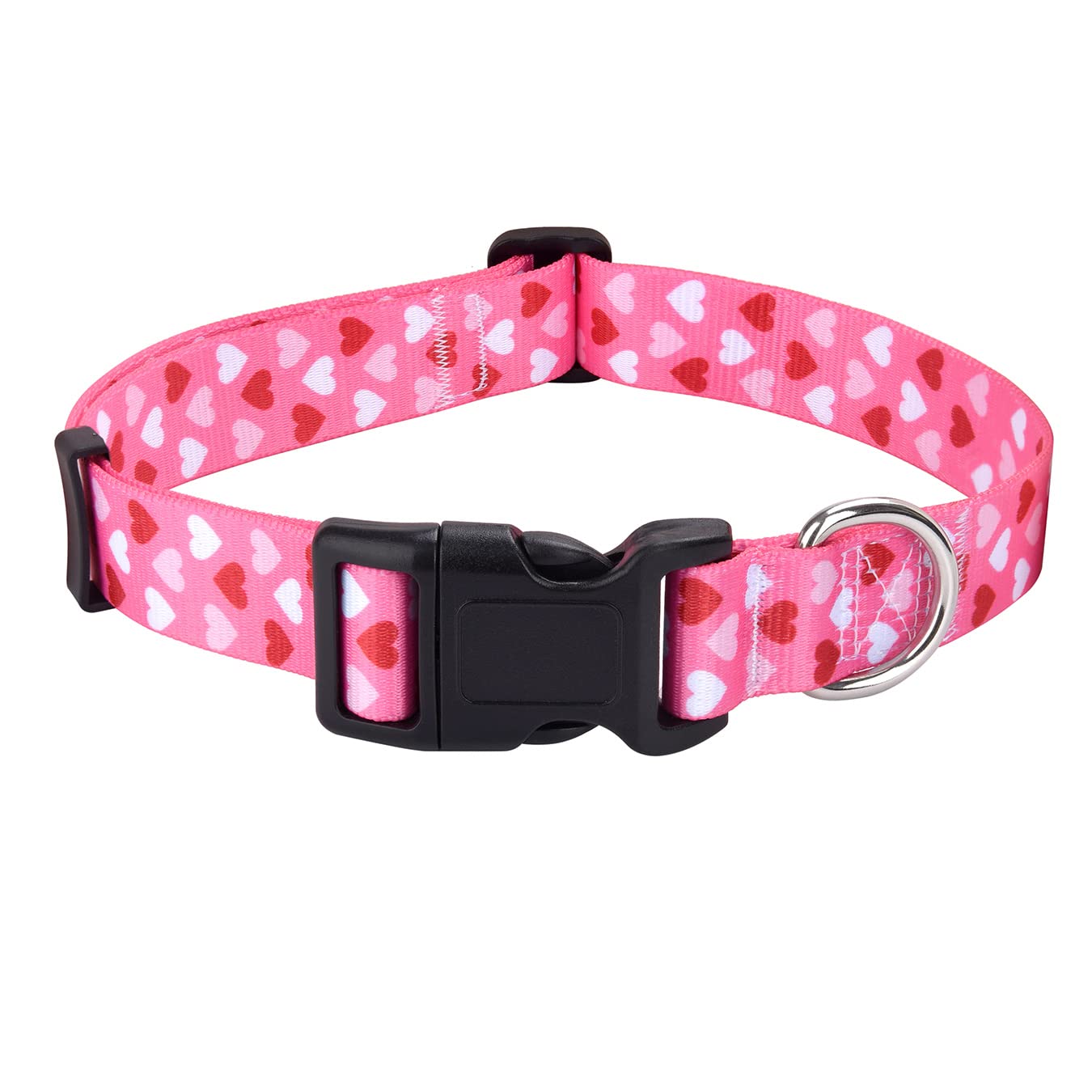 Mihqy Dog Collar - Adjustable Heart Dog Collar - Love Theme - Perfect For Small Medium Large Dogs(Pink Heart,S)