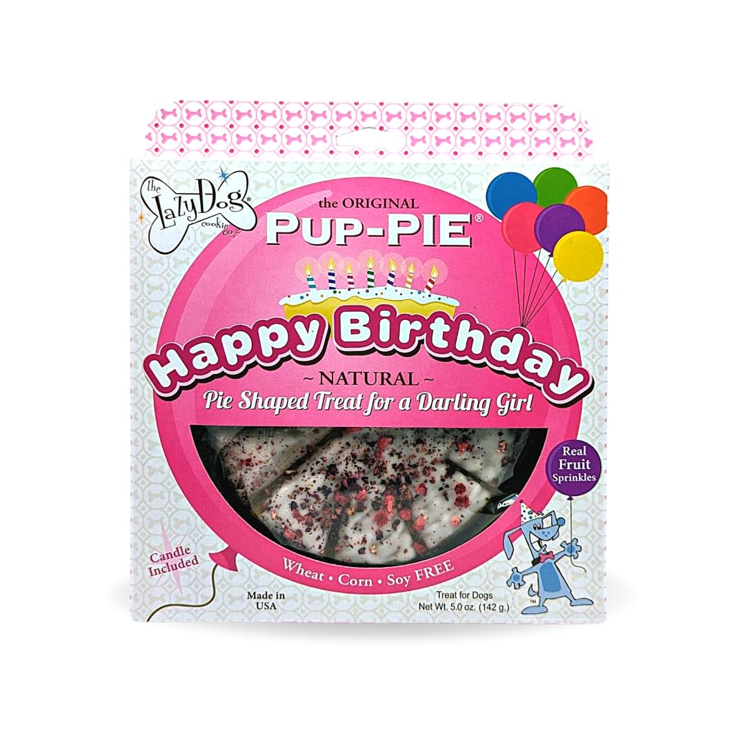 The Lazy Dog - Happy Birthday Pie Dog Treat for a Darling Girl, 6 in. 5 oz. A Great Treat for Your Special Friends Annual Celebr