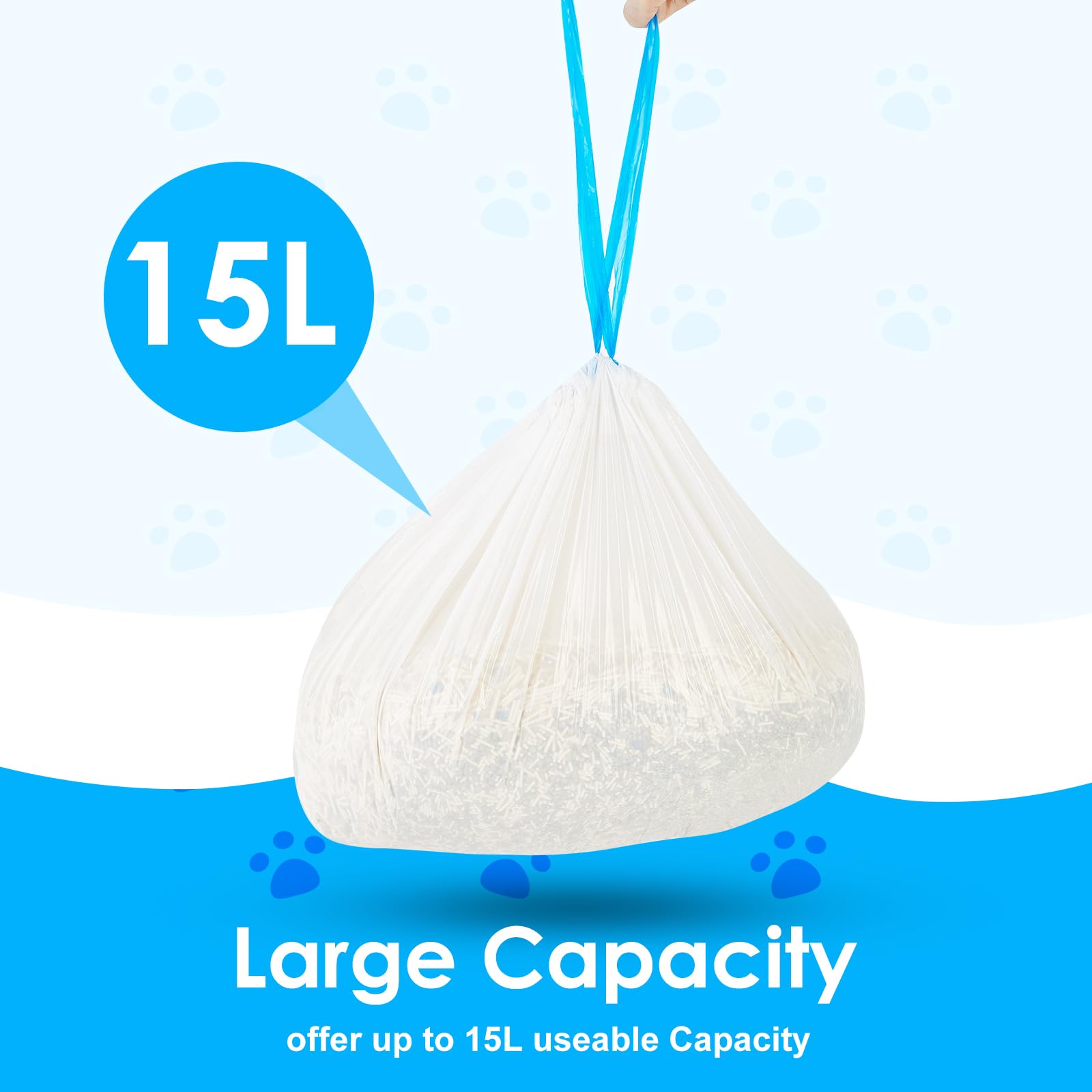 Cat Litter Bags 120 Count, 21.65''X11.8''Drawstring Close Litter Box Liners For Automatic Cat Litter Box,Cat Poop Bags,Easy To C