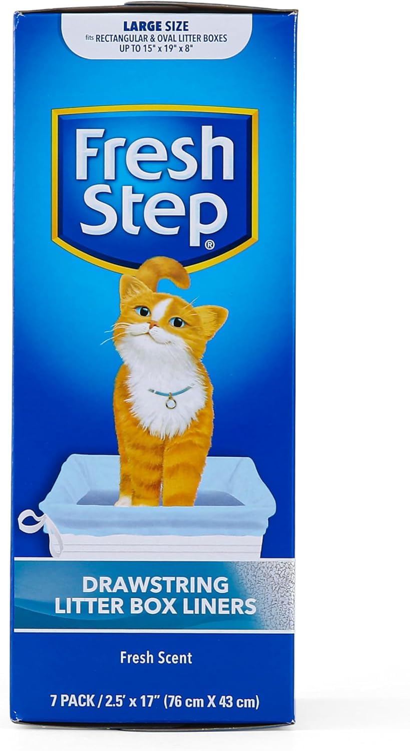 Fresh Step Drawstring Large Litter Box Liners | Heavy Duty Liners For Cat Litter Box | Scented & Unscented Available | Quick & Easy Cleanup, Scented, Large - 36 Pack