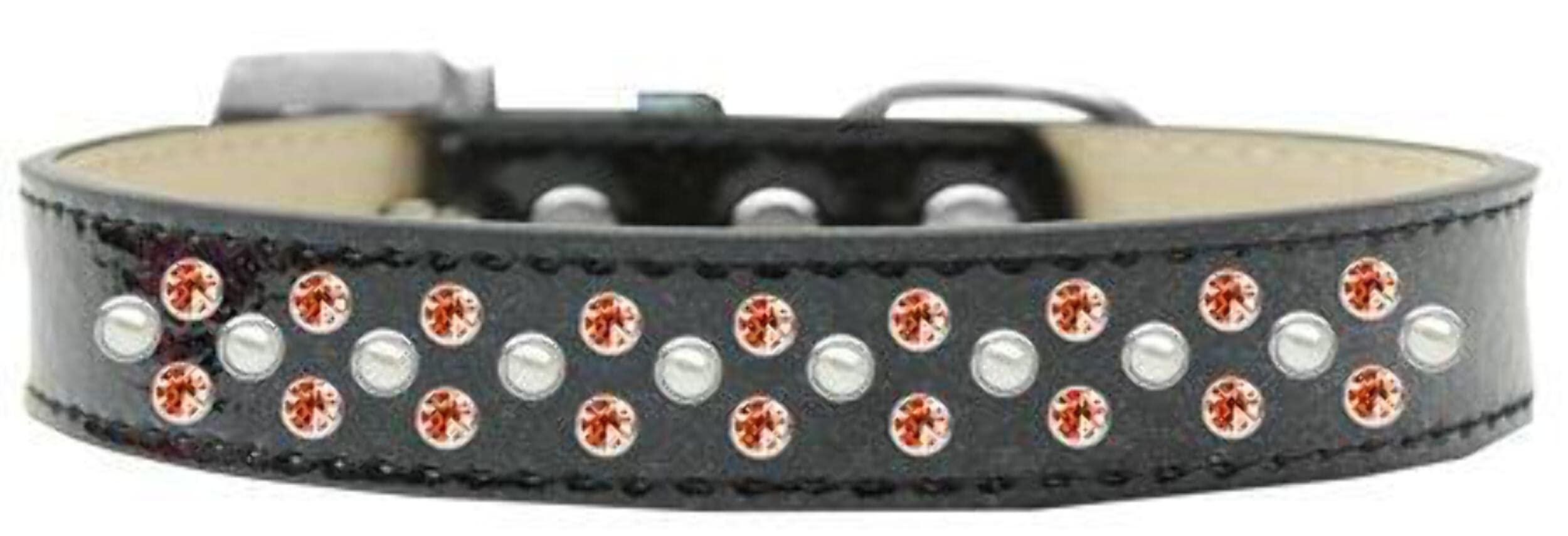 Mirage Pet Products Sprinkles Ice Cream Dog Collar with Pearl and Orange Crystals, Size 16, Black