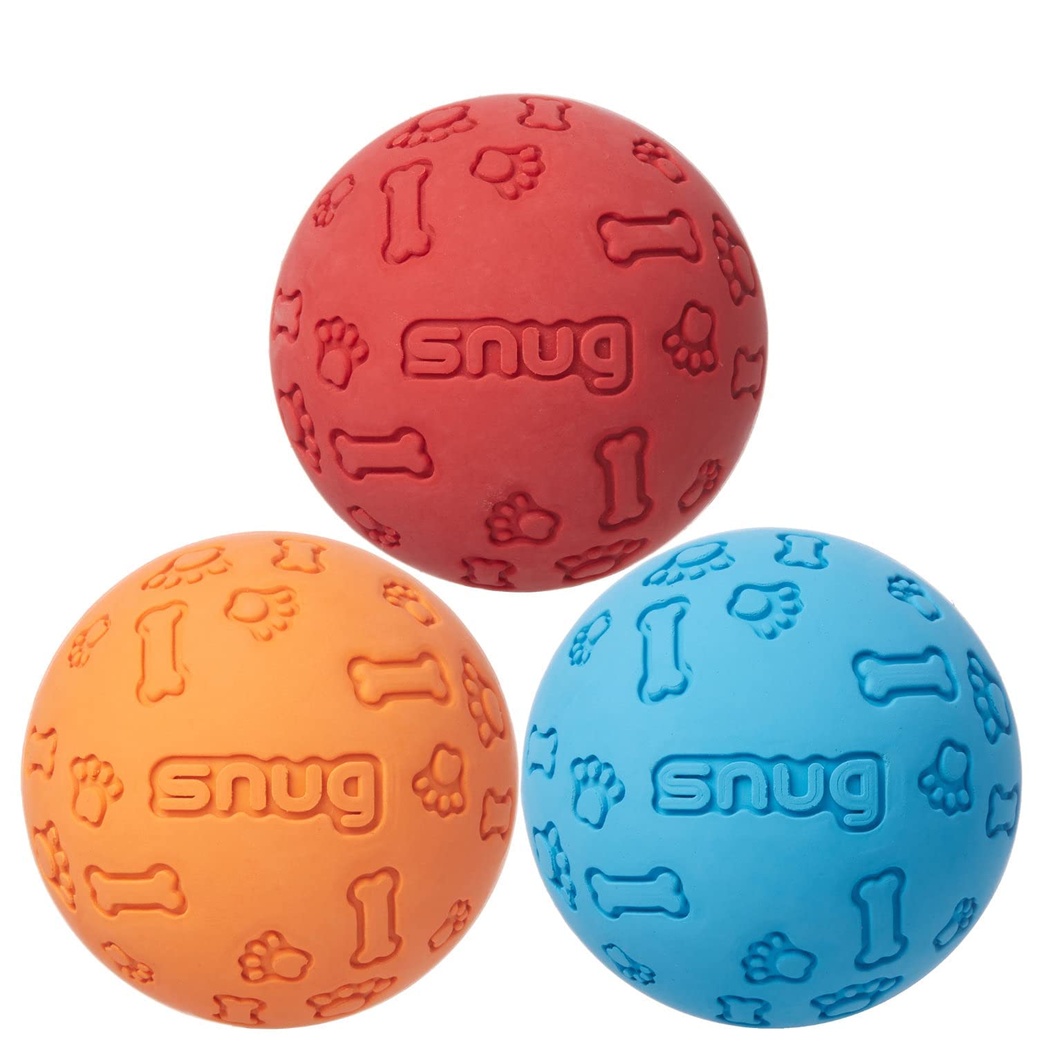Snug Rubber Dog Balls For Small And Medium Dogs - Tennis Ball Size - Virtually Indestructible (3 Pack - Classic)