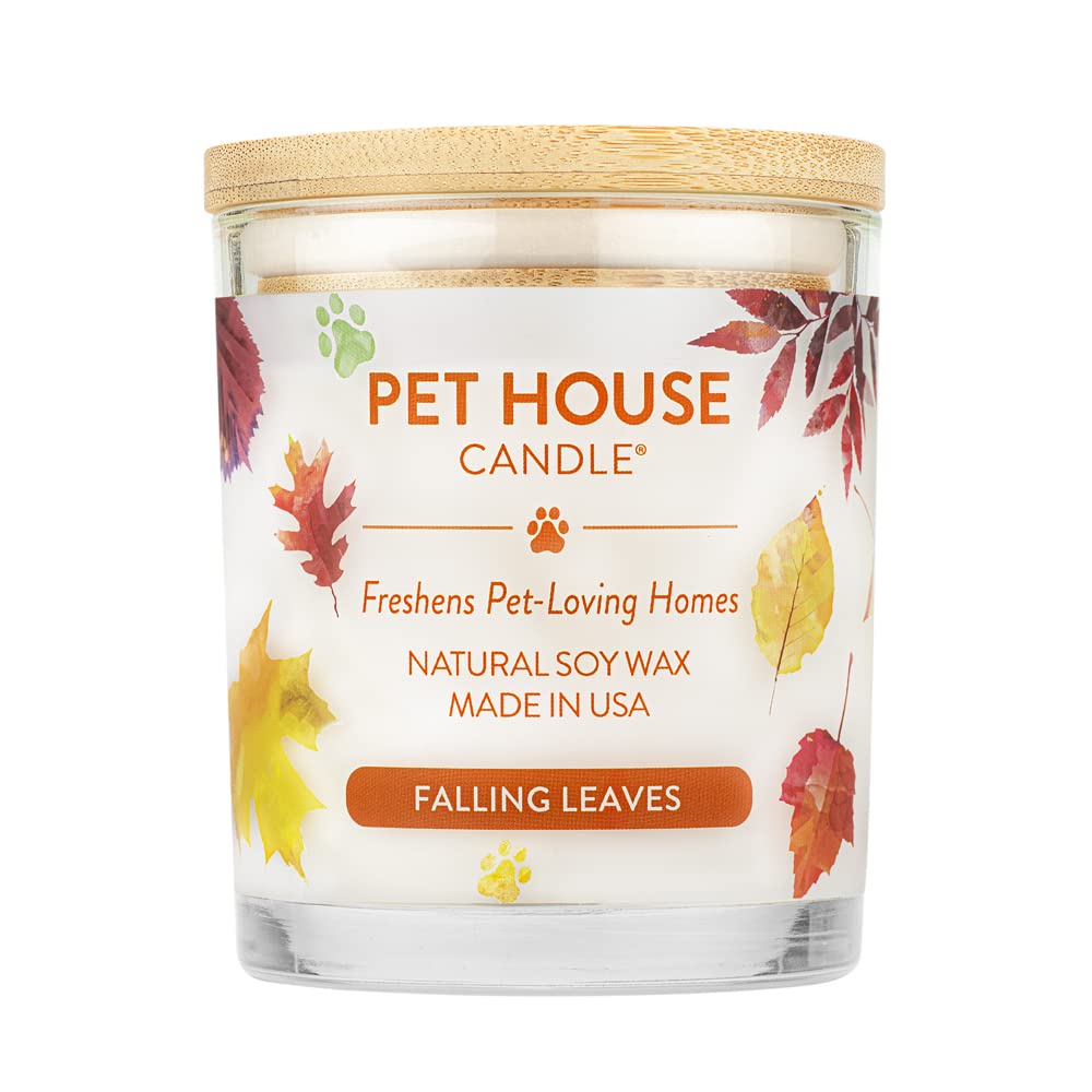 One Fur All Pet Friendly Candle, 9 OZ Plant-Based Scented Candle, Clean Burning, Long Lasting Air Freshener for Home, Falling Le