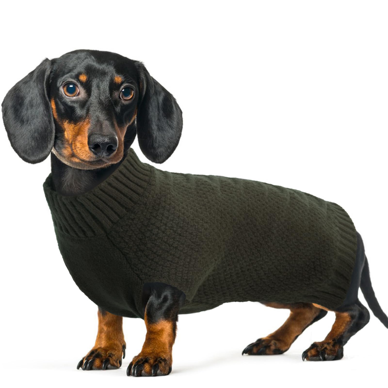 Iecoii Large Dog Sweater - Warm Army-Green Sleeveless Pullover For French Bulldog & Other Large Breeds - Winter & Fall Coat