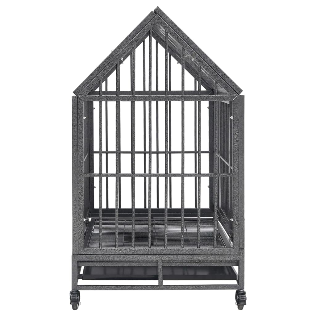 Vidaxl Dog Cage With Wheels And Roof Steel 36.2''X24.4''X41.7''