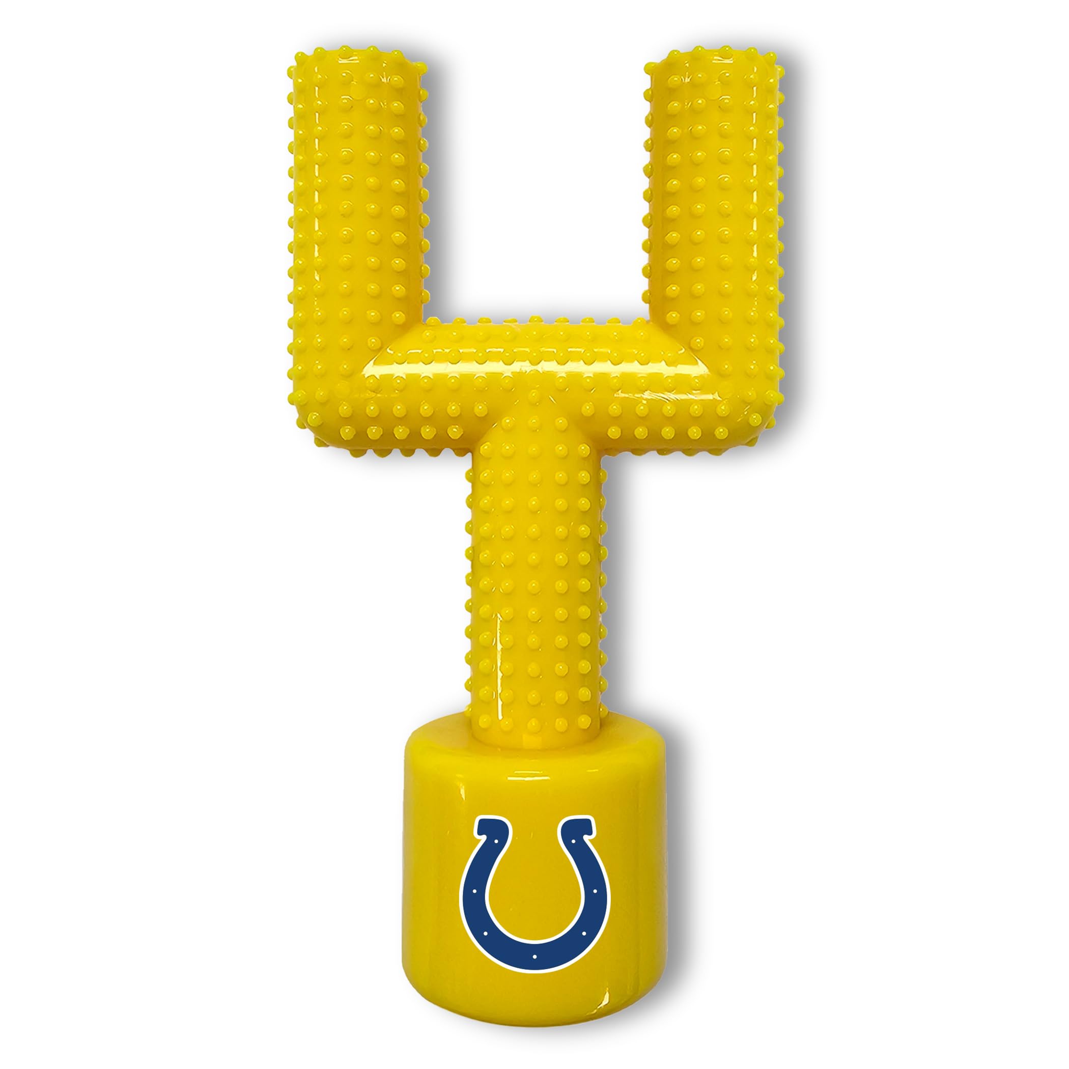 Nfl Indianapolis Colts Mega-Chew Hard Nylon Bacon-Flavored Dog Bone Football Goal Post Chew Toy. Interactive Tasty Fun Chew Toy.