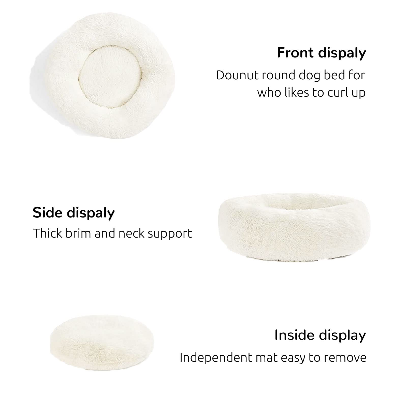 Hachikitty Calming Donut Cuddler Dog Beds, Medium & Large, 24''