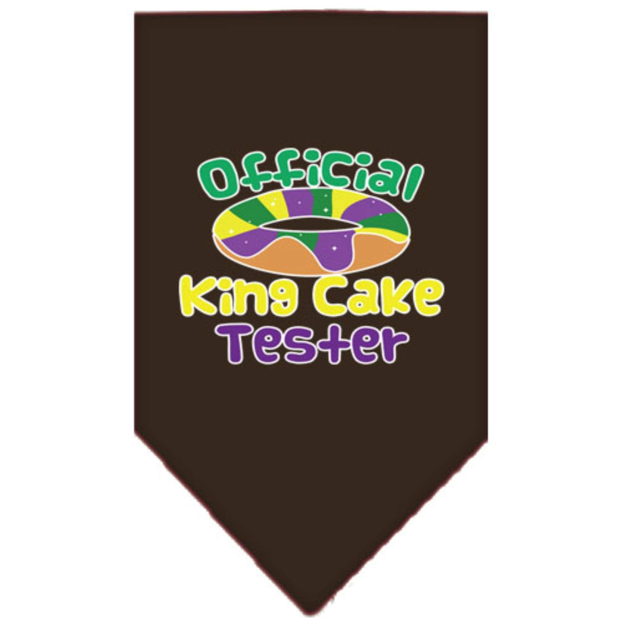 Pet and Dog Bandana Screen Printed, "King Cake Tester" Cocoa Large