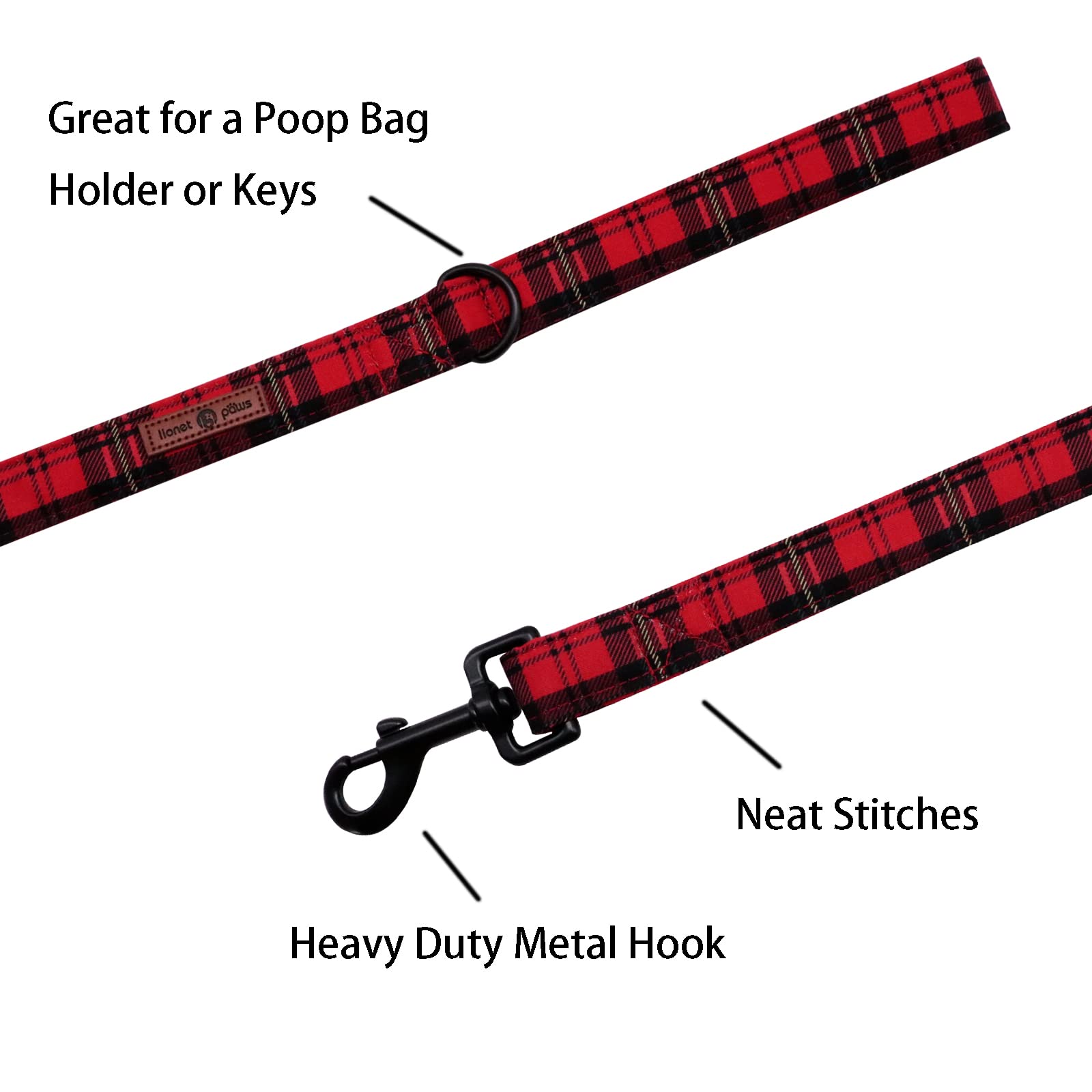 Lionet Paws Christmas Dog Leash Matching Dog Collar For Small Medium Large Dog