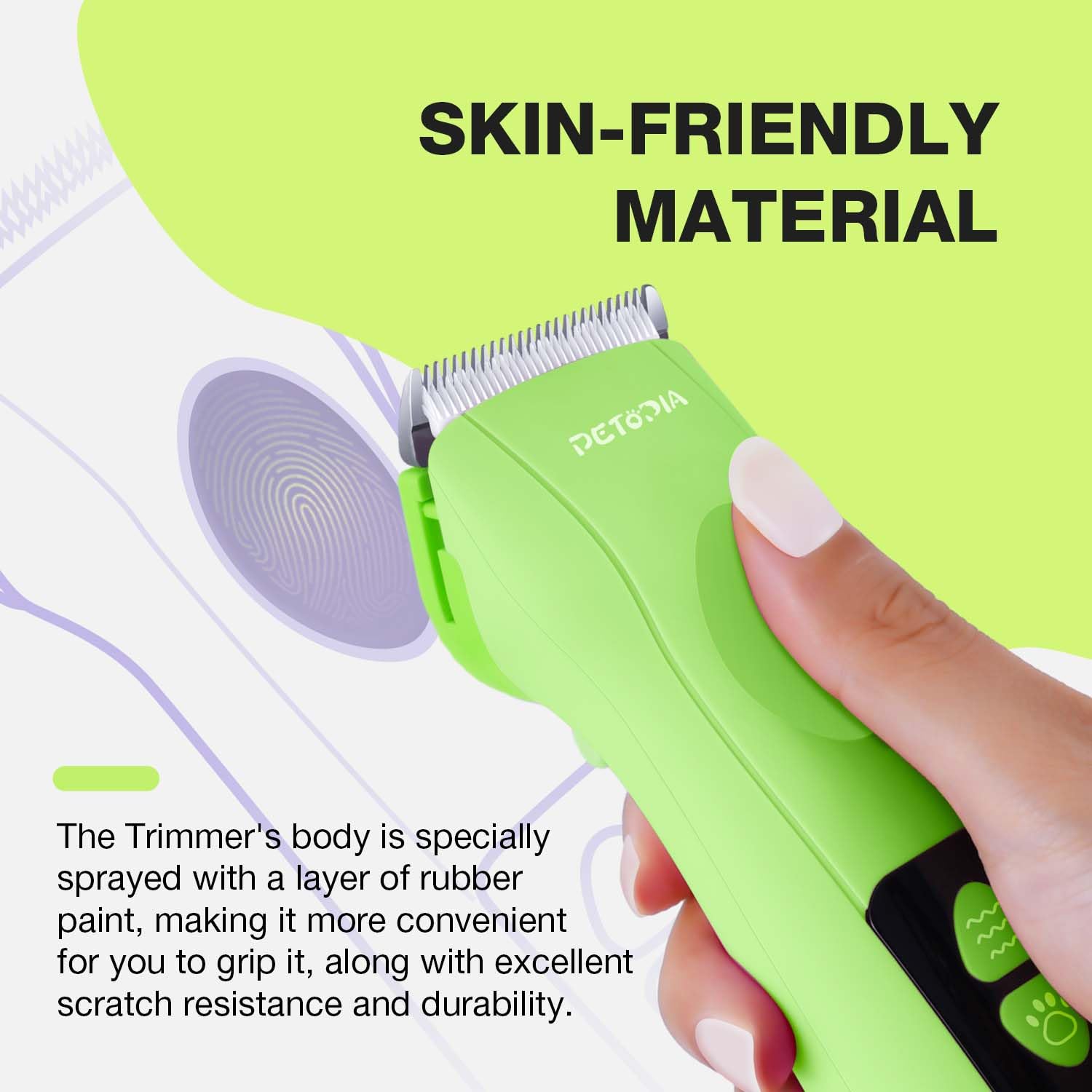 Petopia Dog Clippers - Low Noise Rechargeable Grooming Kit, Cordless with 9mm Blade, Green, Model PC215