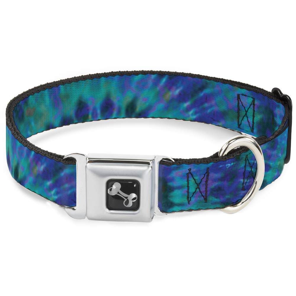 Buckle-Down Dog Collar Seatbelt Buckle Tie Dye Green Blue Purple 15 To 26 Inches 1.0 Inch Wide (Dc-W32088-L)
