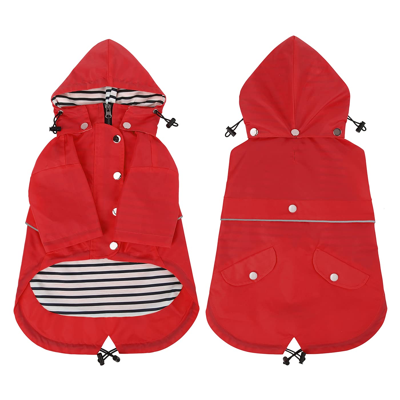 HDE Dog Raincoat Double Layer Zip Rain Jacket with Hood for Small to Large Dogs Red - XL
