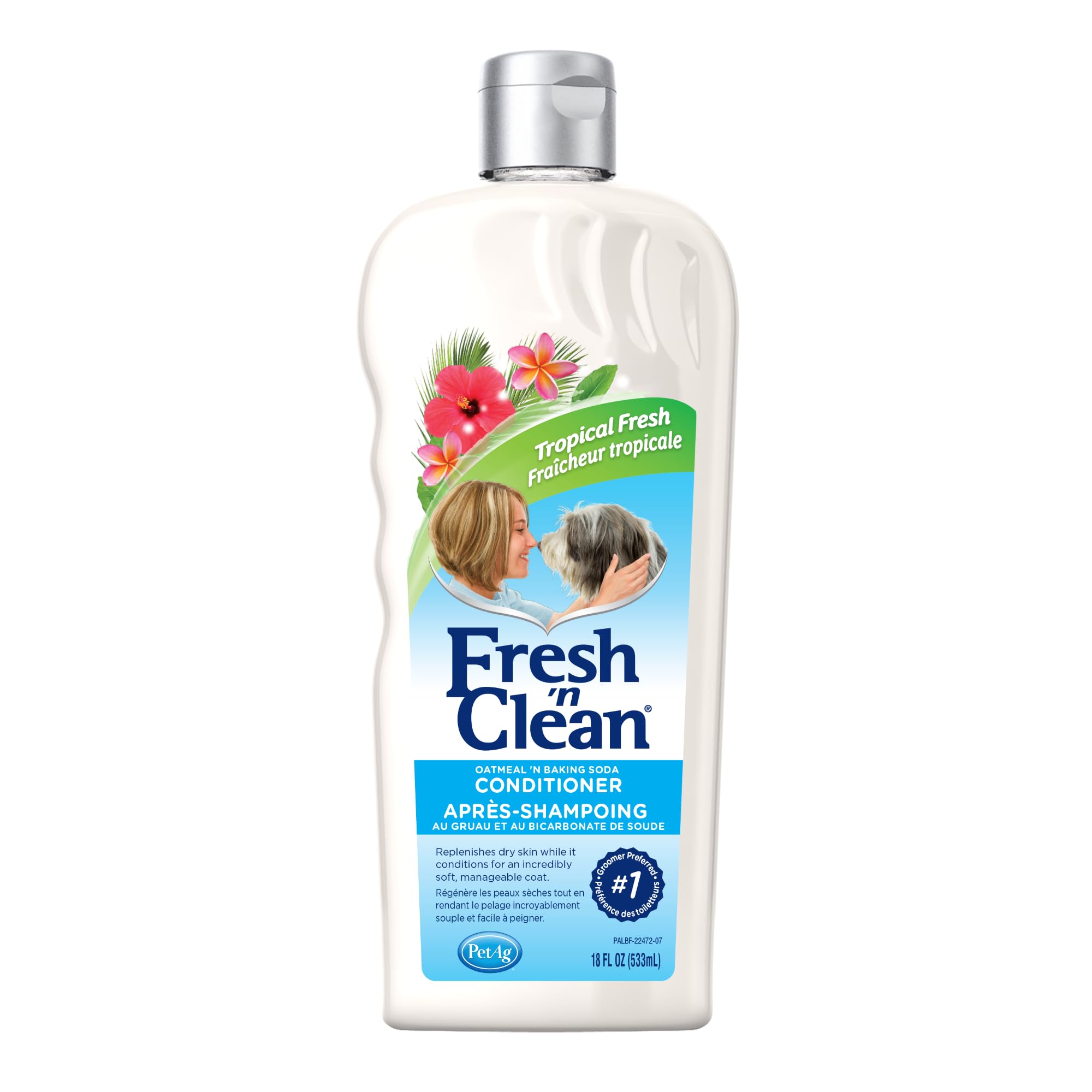 Pet-Ag Fresh ’N Clean Oatmeal ’N Baking Soda Conditioner, Tropical Fresh Scent - 18 Oz - Gently Cleans, Soothes & Deodorizes Dogs With Vitamin E & Aloe Vera - Soap Free